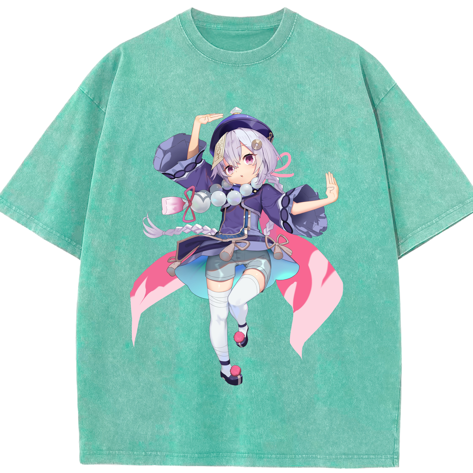 げんし神 七七 なな  genshin Nana 綿100% ヴィンテージ風 半袖Tシャツ（フロントプリント）